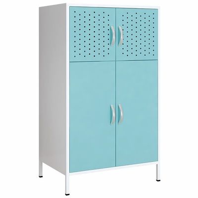 Khung màu trắng Cửa đầy màu sắc Tủ lưu trữ bằng thép 2 tầng với chân cao