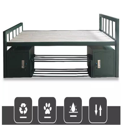 Sơn tĩnh điện Mạnh mẽ màu xanh lá cây quân đội màu xám Giường với tủ khóa dưới