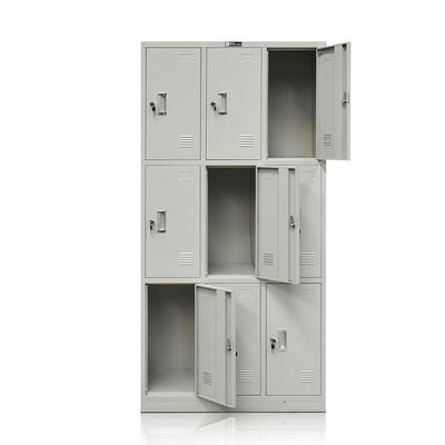 9 cửa kim loại Phòng tập thể dục bằng thép Tủ khóa nhiều cửa cho phòng thay đồ
