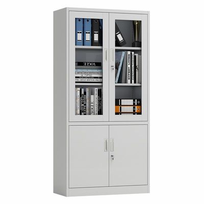 Thư viện không thấm nước Tủ lưu trữ kim loại hai tầng cửa kính