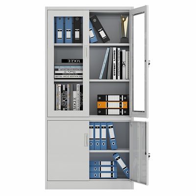 Thư viện không thấm nước Tủ lưu trữ kim loại hai tầng cửa kính