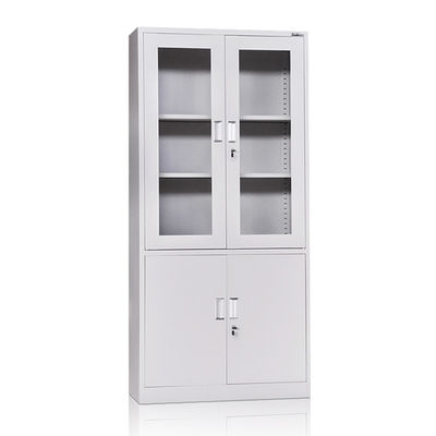 Thư viện không thấm nước Tủ lưu trữ kim loại hai tầng cửa kính