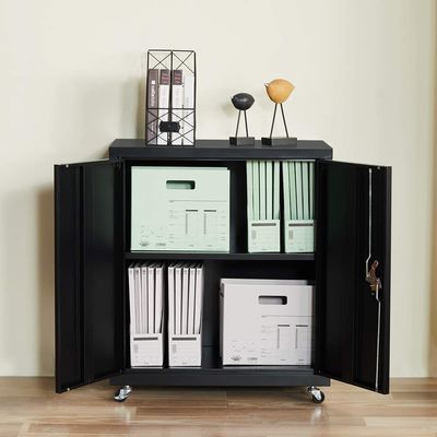2 cửa kim loại Bộ đếm bằng thép Tủ lưu trữ tủ khóa có chiều cao một nửa với bánh xe
