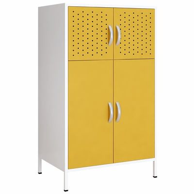 Khung màu trắng Cửa đầy màu sắc Tủ lưu trữ bằng thép 2 tầng với chân cao