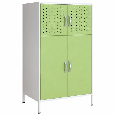Khung màu trắng Cửa đầy màu sắc Tủ lưu trữ bằng thép 2 tầng với chân cao
