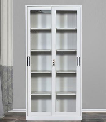 Cửa trượt bằng kính văn phòng Tủ lưu trữ kim loại 5 tầng màu xám