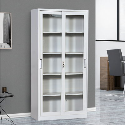 Cửa trượt bằng kính văn phòng Tủ lưu trữ kim loại 5 tầng màu xám
