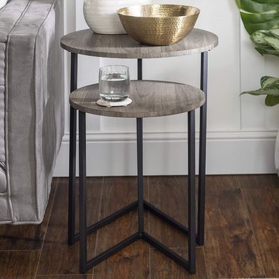Bàn lưu trữ kim loại tròn bên cạnh cơ sở phòng khách 24 &quot;H Bàn cuối nhỏ