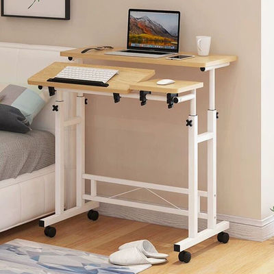Điều chỉnh độ cao Bàn học kim loại khung trắng với 4 bánh xe