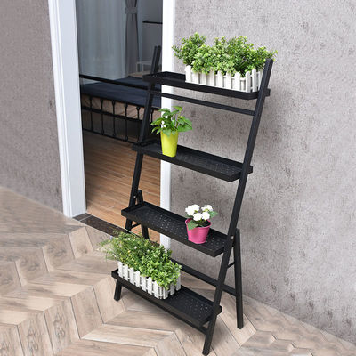 Trang chủ Giá kệ hoa sắt bốn tầng màu đen có giỏ thoát nước