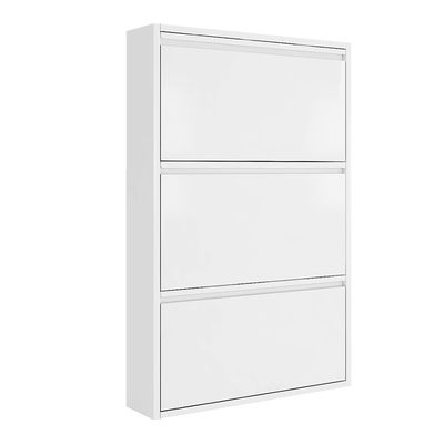 Tủ lưu trữ kim loại thiết kế hiện đại màu trắng Tủ đựng giày 3 lớp Tủ thép