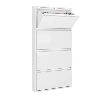 Nội thất gia đình Tủ lưu trữ giày bằng kim loại Màu trắng 4 lớp