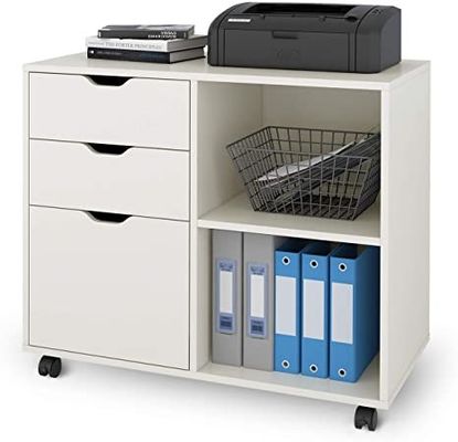 3 ngăn kéo bằng kim loại Tủ đựng hồ sơ máy in di động bên hông với kệ lưu trữ mở