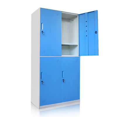 Phòng tập thể dục Trang chủ đôi Màu lưu trữ Tủ đựng đồ bằng kim loại Tủ quần áo 4 cửa Khung mỏng
