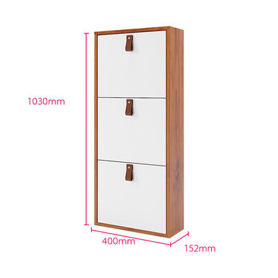 Màu gỗ Tủ lưu trữ kim loại 3 tầng Tủ lưu trữ giày dép hiện đại có tay cầm