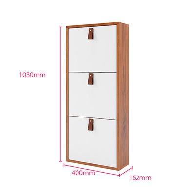 Màu gỗ Tủ lưu trữ kim loại 3 tầng Tủ lưu trữ giày dép hiện đại có tay cầm