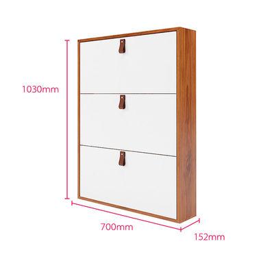 Màu gỗ Tủ lưu trữ kim loại 3 tầng Tủ lưu trữ giày dép hiện đại có tay cầm